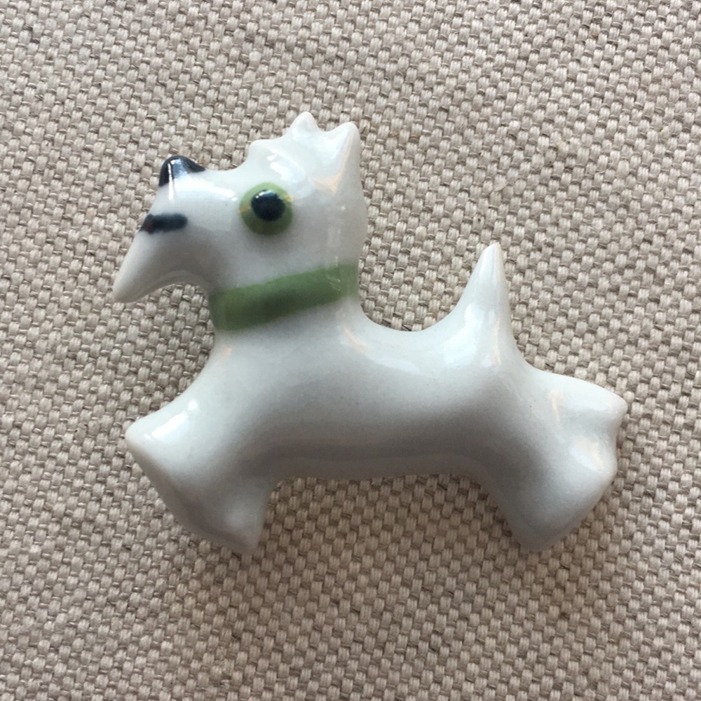 Never worn ceramic Westie dog pin